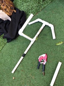 witch frame (to be made longer) and a PVC cutting tool